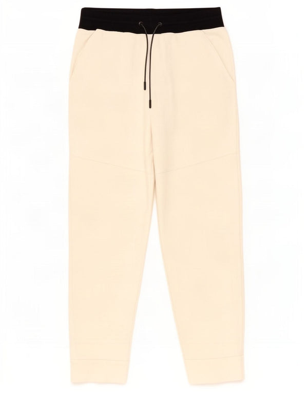 Zara Mens Crop Tracksuit Trousers Joggers Medium Off White Colourblock