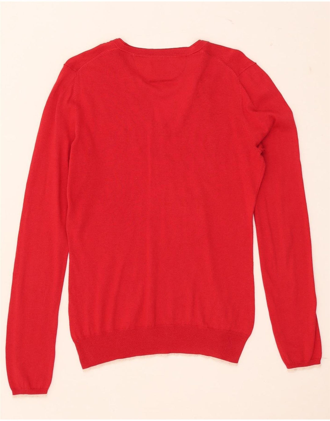 Massimo Dutti Dame V-hals sweater UK 12 Medium Rød Silke