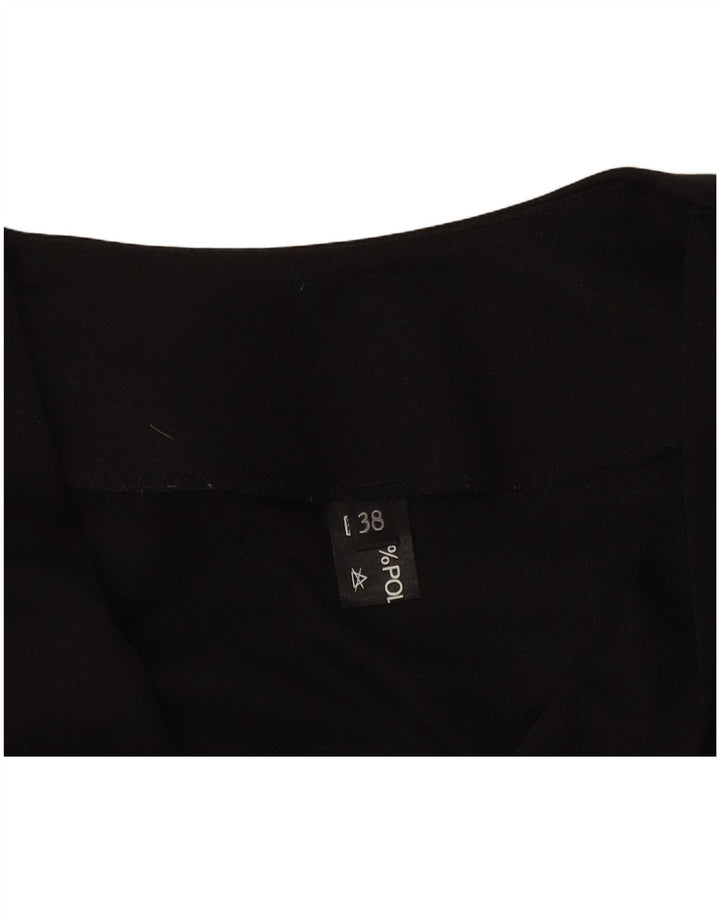 Vintage Dame Langærmet Bluse Top IT 38 XS Sort Polyester