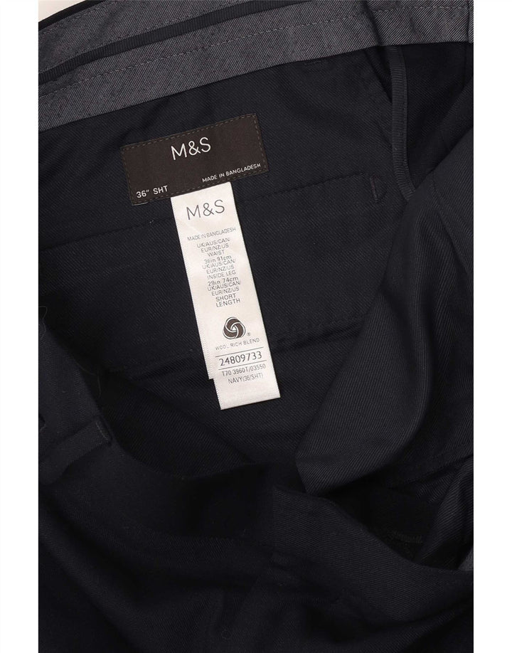 Marks & Spencer Straight Chino-bukser til mænd W36 L29 Marineblå uld
