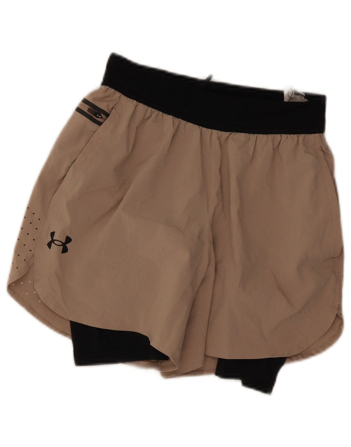 Nike sportsshorts til kvinder UK 8 Small Beige Colourblock Polyester
