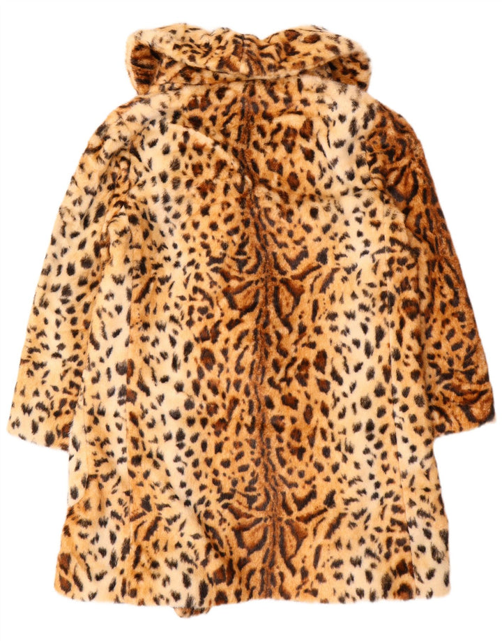 Topshop Dame Dobbeltradet Frakke UK 12 Medium Brown Animal Print