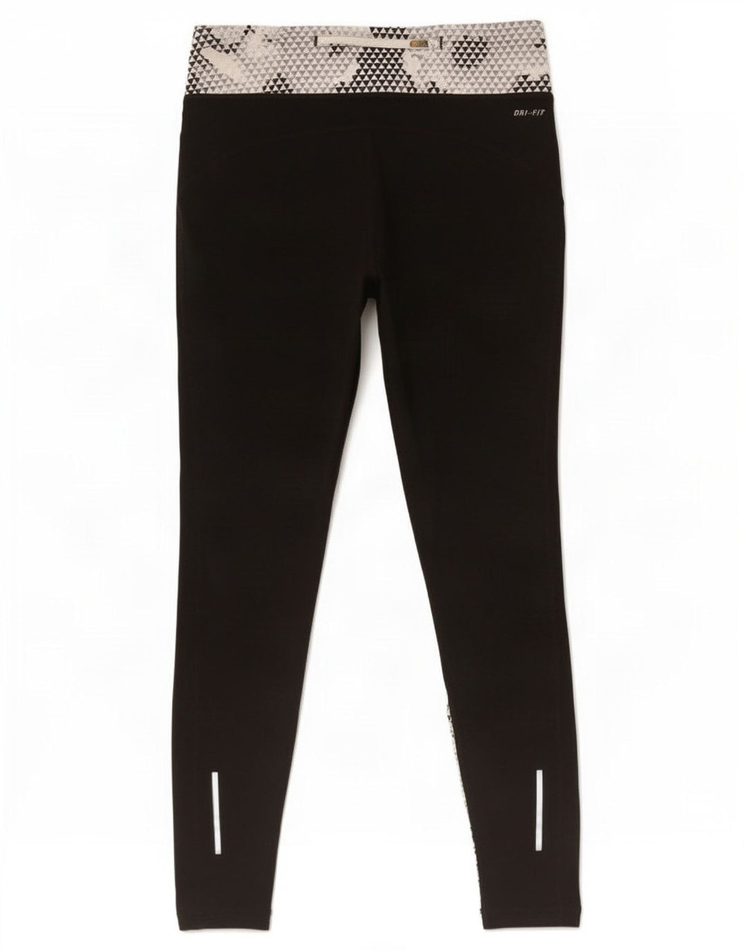Nike Dame Dri Fit Leggings UK 14 Medium Sort Geometrisk Polyester