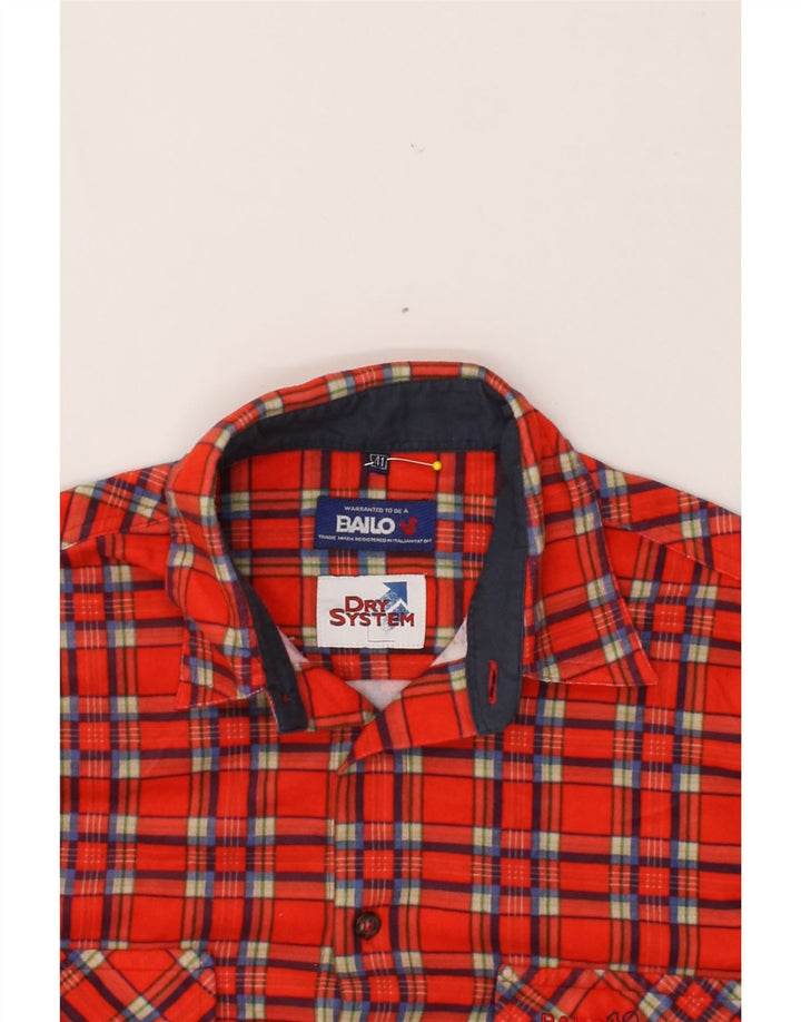 BAILO Mens Shirt Size 41 Large Red Check Polyester Vintage Bailo and Second-Hand Bailo from Messina Hembry 