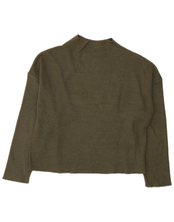 Zara Dame Oversized Turtle Neck Jumper Sweater UK 10 Small Khaki