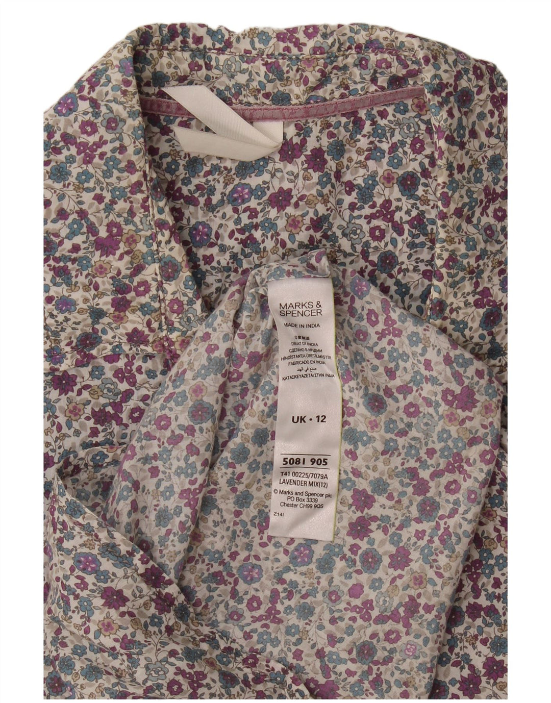 Marks & Spencer Dameskjorte UK 12 Medium Flerfarvet Blomsterbomuld