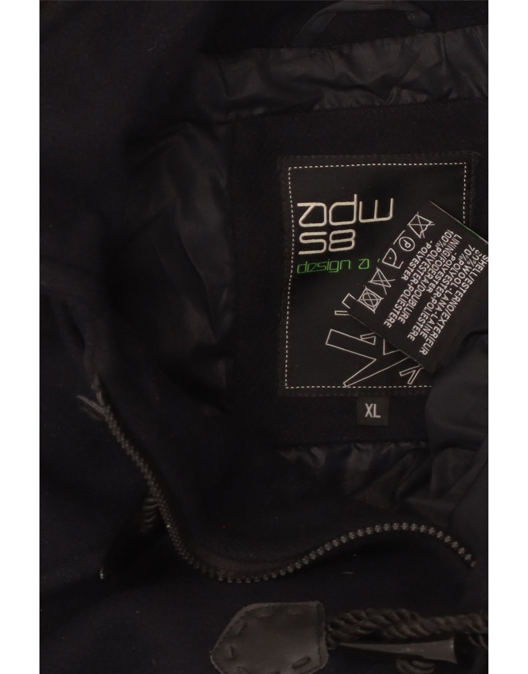 VINTAGE Dame Hooded Duffel Coat UK 18 XL Marineblå Uld