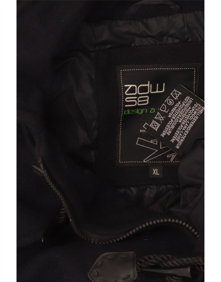 VINTAGE Dame Hooded Duffel Coat UK 18 XL Marineblå Uld