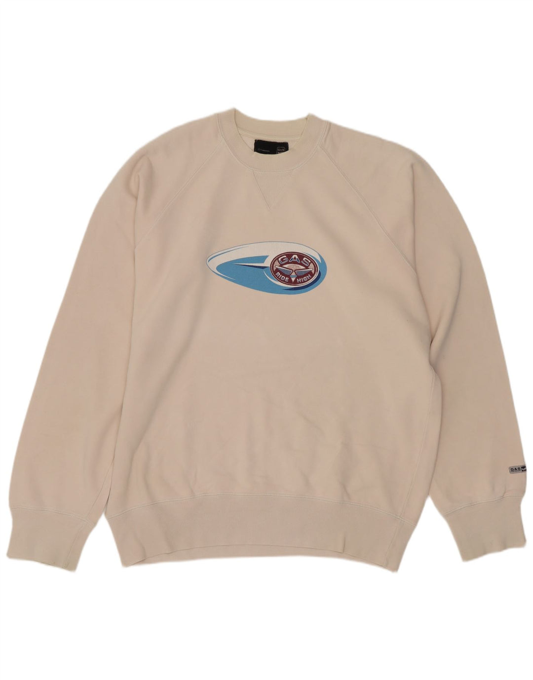 Gas Herre Grafisk Sweatshirt Jumper Medium Off White Bomuld
