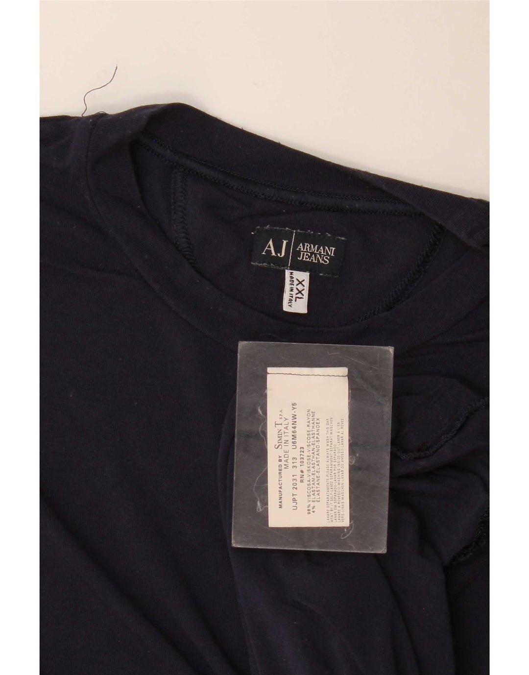 Armani Jeans Herre T-Shirt Top 2XL Navy Blue Viscose