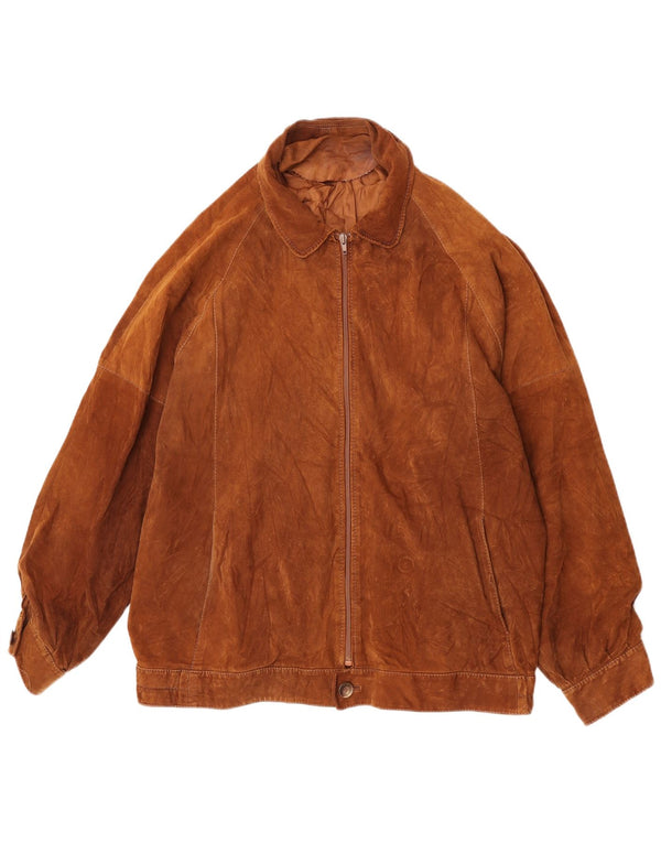 Vintage herre ruskindsjakke IT 54 2XL brunt læder