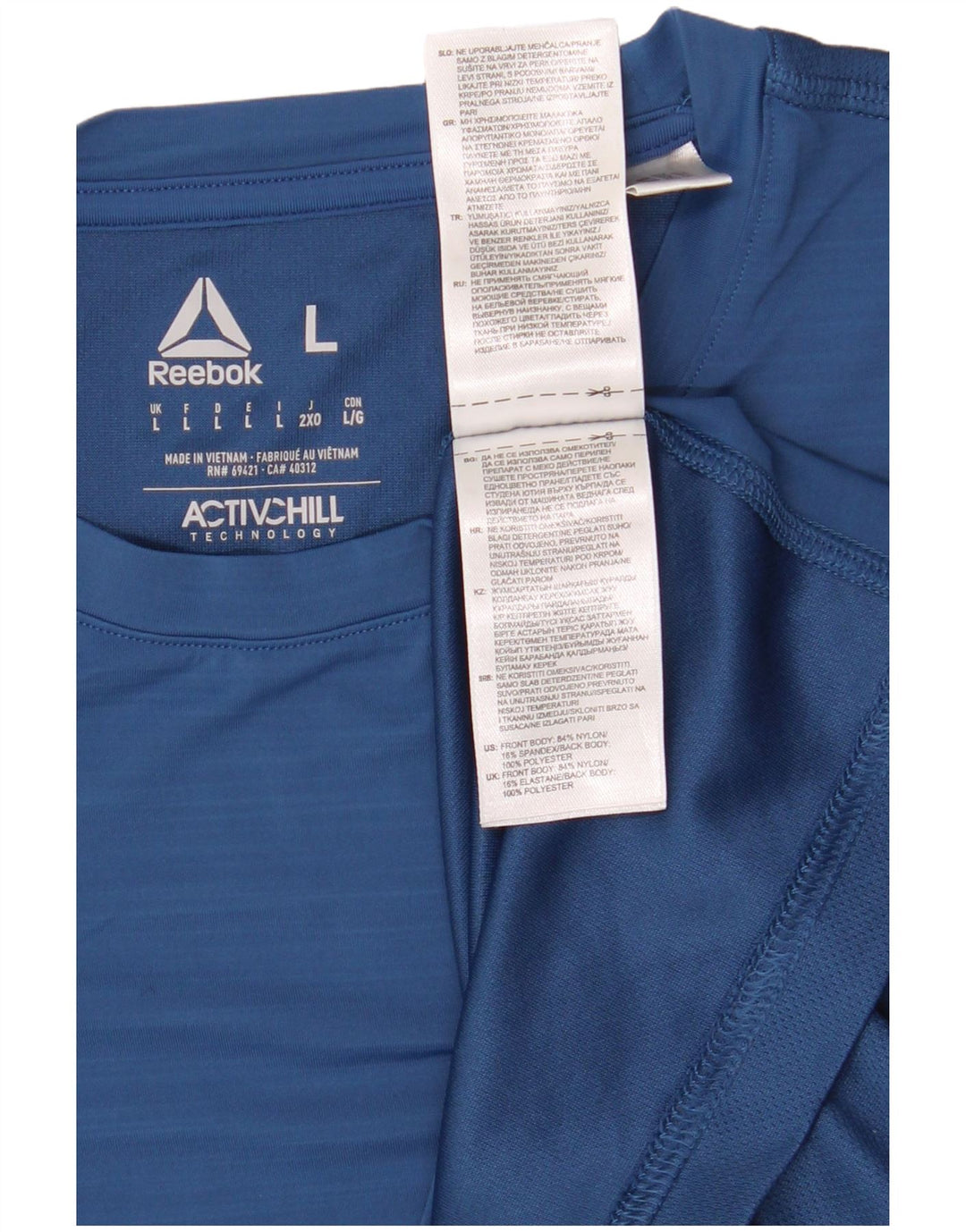 Reebok Herre T-Shirt Top Stor Blå Polyester