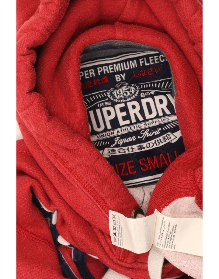 SUPERDRY Mens Graphic Hoodie Jumper Small Red Cotton