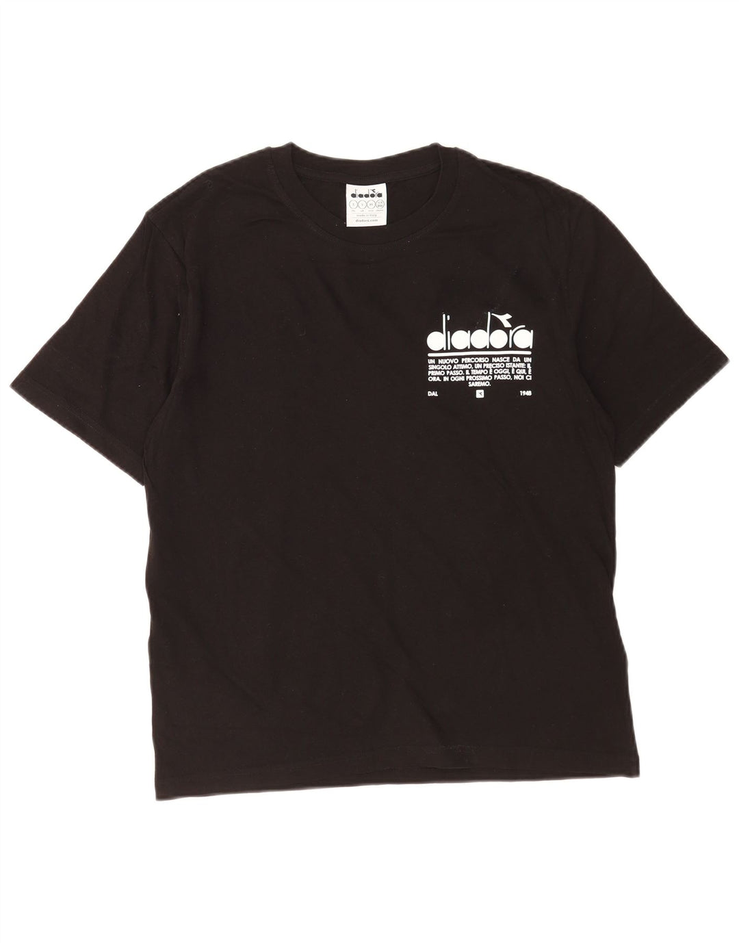 Diadora Herre grafisk T-shirt Top Lille sort bomuld