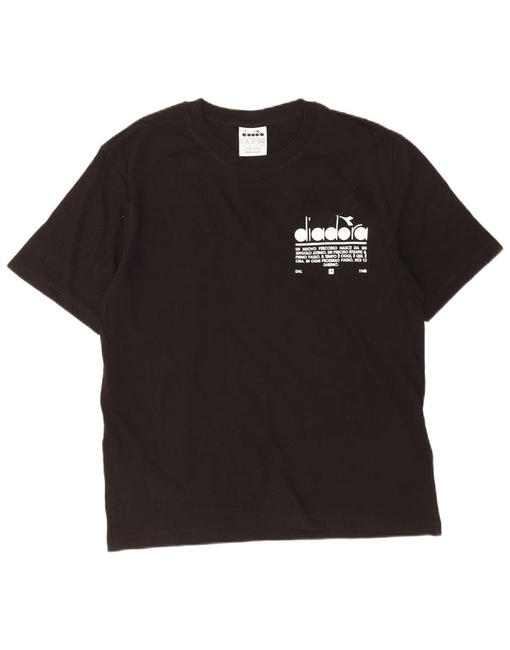 Diadora Herre grafisk T-shirt Top Lille sort bomuld
