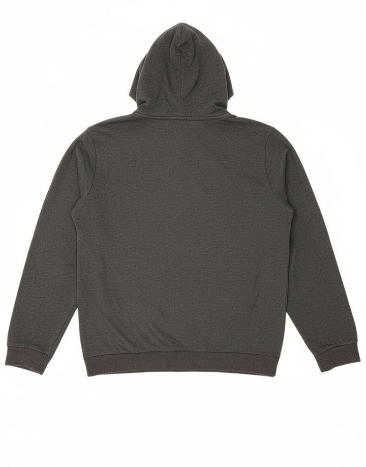 ADIDAS Mens Hoodie Jumper Medium Grey Cotton