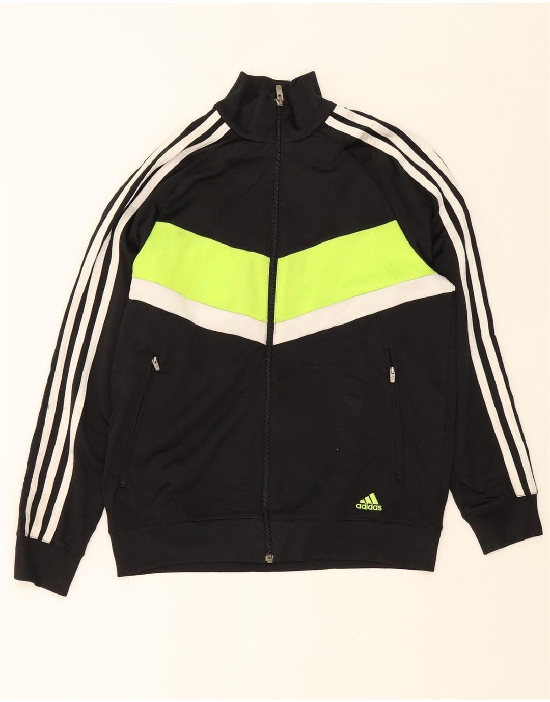 ADIDAS Boys Tracksuit Top Jacket 13-14 Years Black Colourblock Polyester Vintage Adidas and Second-Hand Adidas from Messina Hembry 