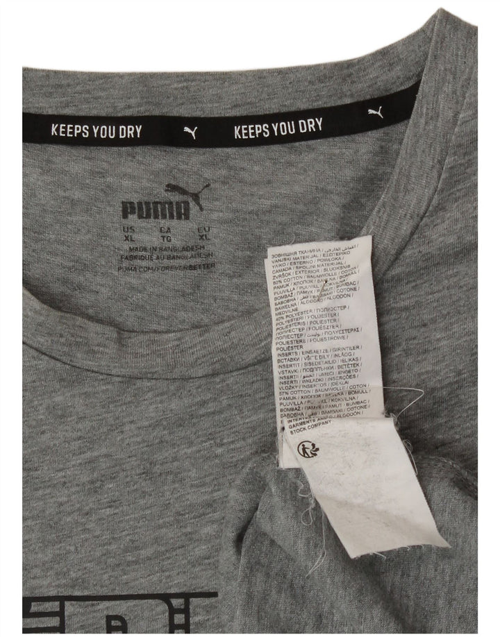 Puma Herre Grafisk T-Shirt Top XL Grå Bomuld