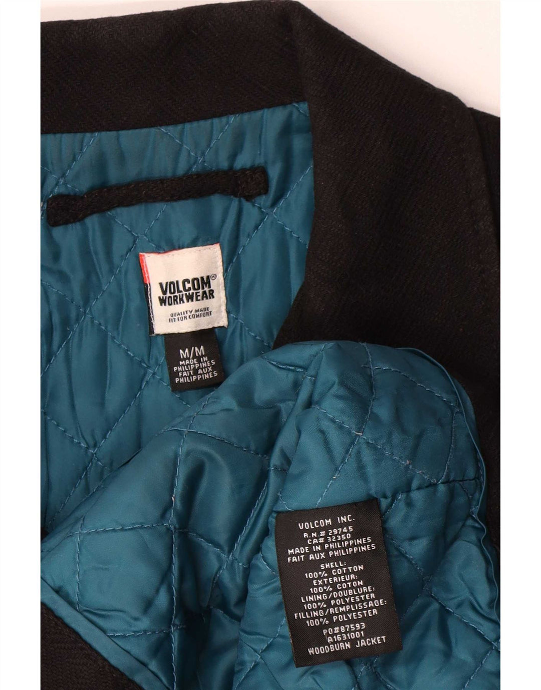 Volcom Herre Pea Coat UK 38 Medium Sort Bomuld