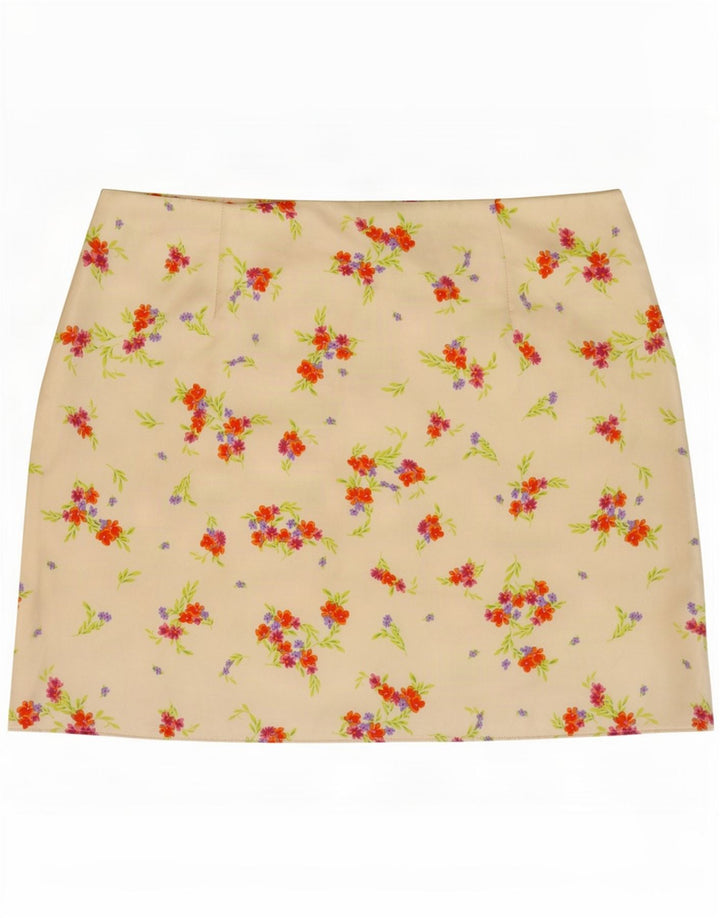 Zara Dame Mini-nederdel Medium W28 Hvid blomstret polyester