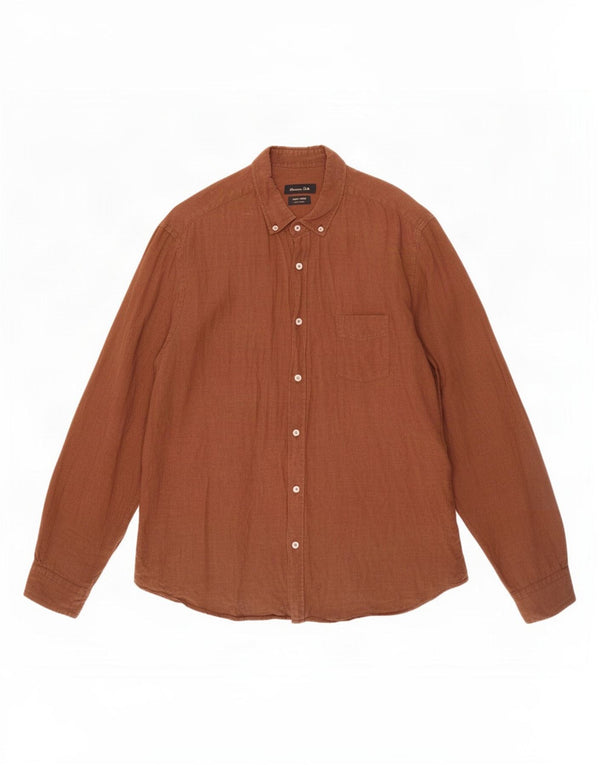 Massimo Dutti herreskjorte 2XL brun hør