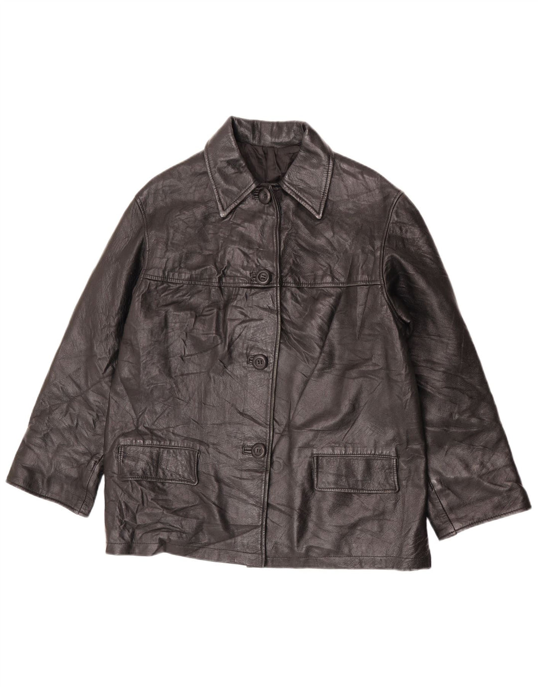 Vintage læderjakke til kvinder IT 44 Medium sort læder