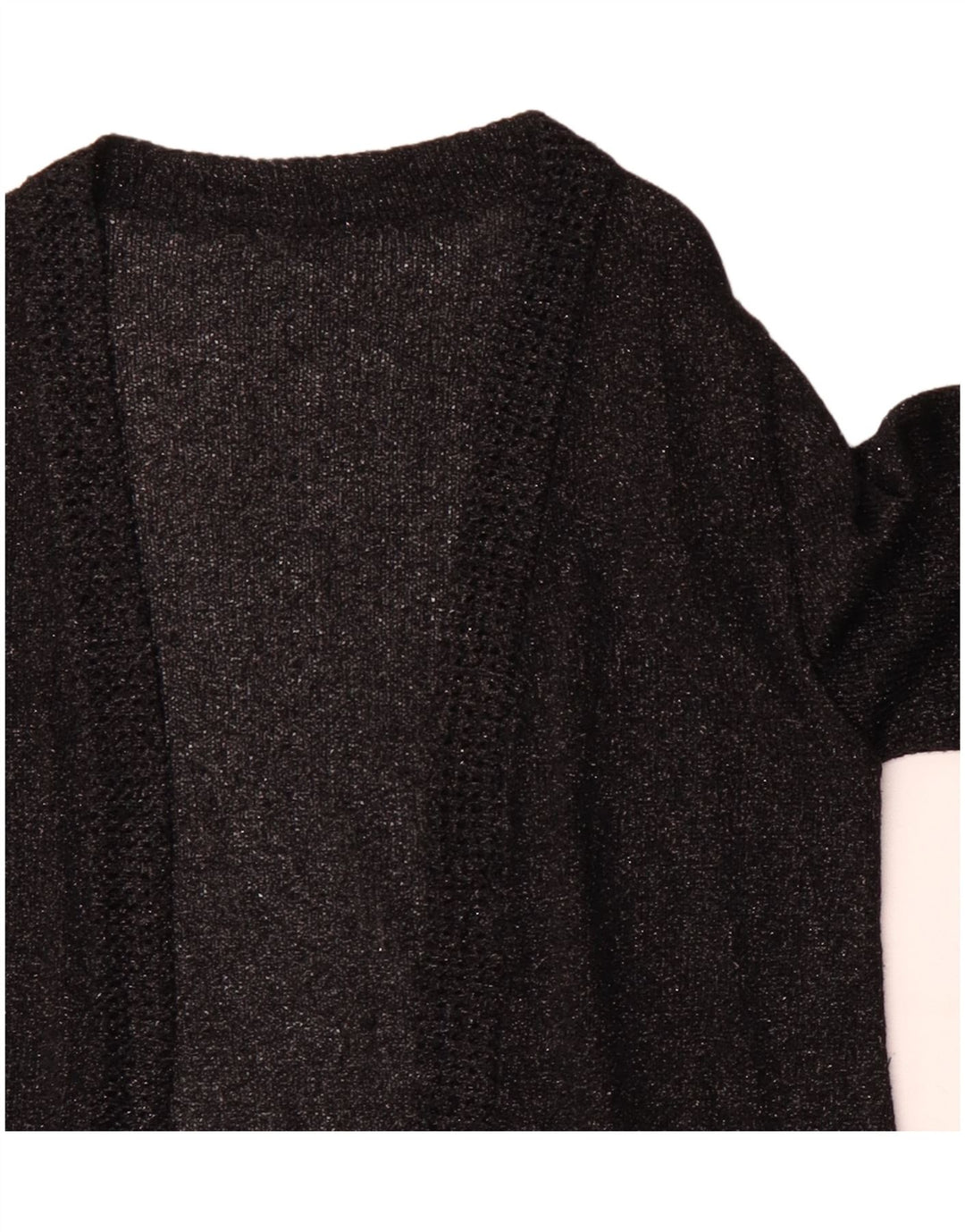 Vintage kvinders 3/4 ærmer åben cardigan sweater UK 12 Medium Black Flecked