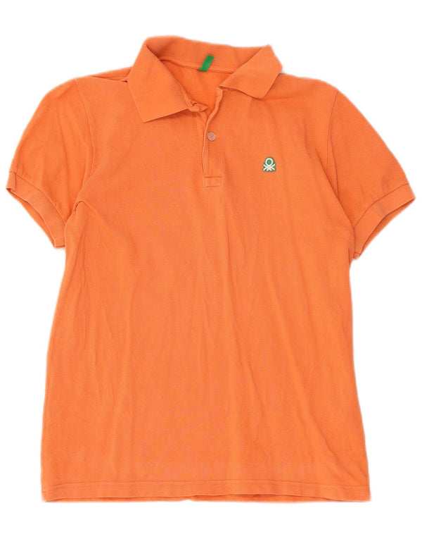 Benetton Boys Polo Shirt 11-12 Years 2XL Orange Cotton