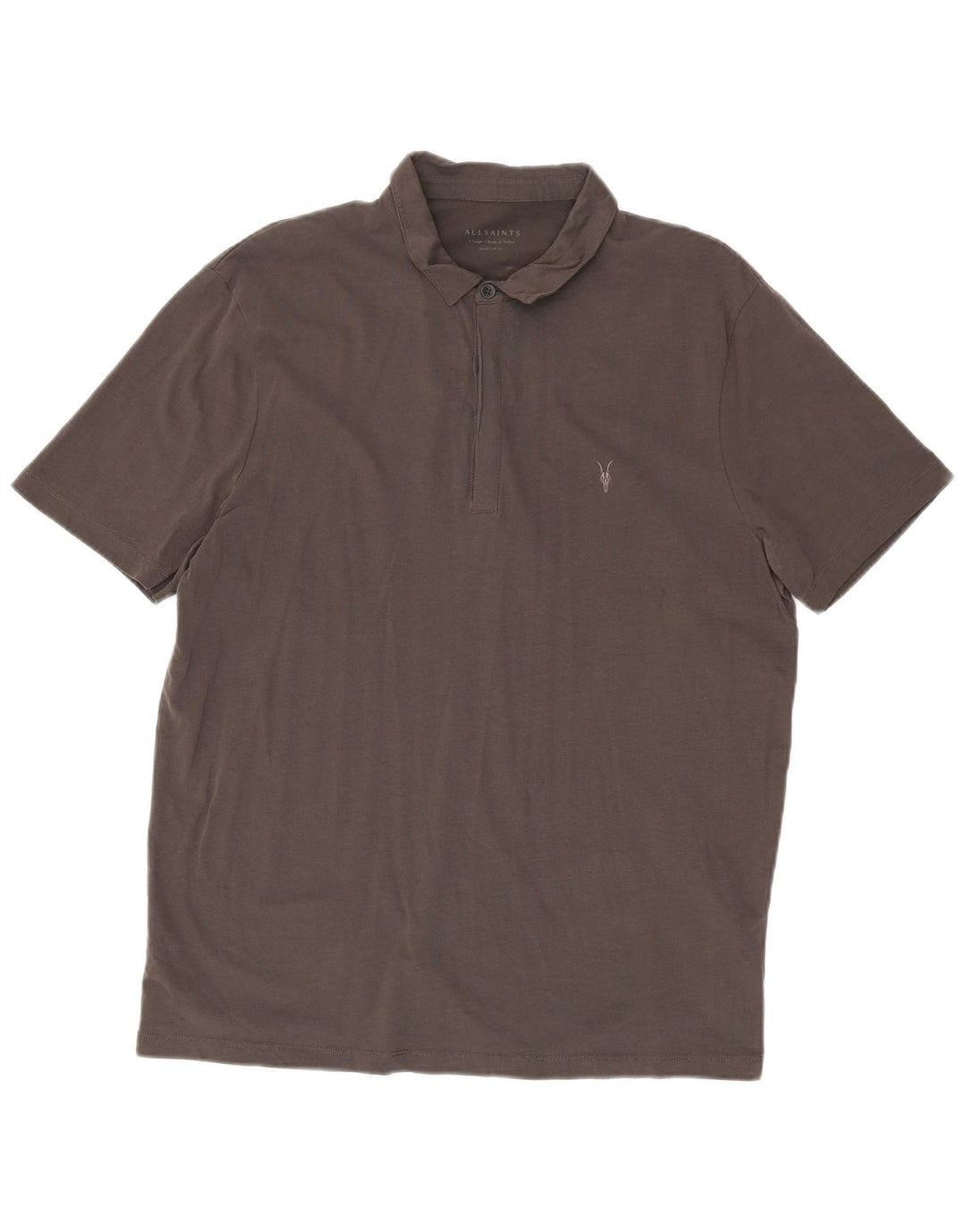 All Saints Herre Regular Fit Polo Shirt XL Grå Bomuld