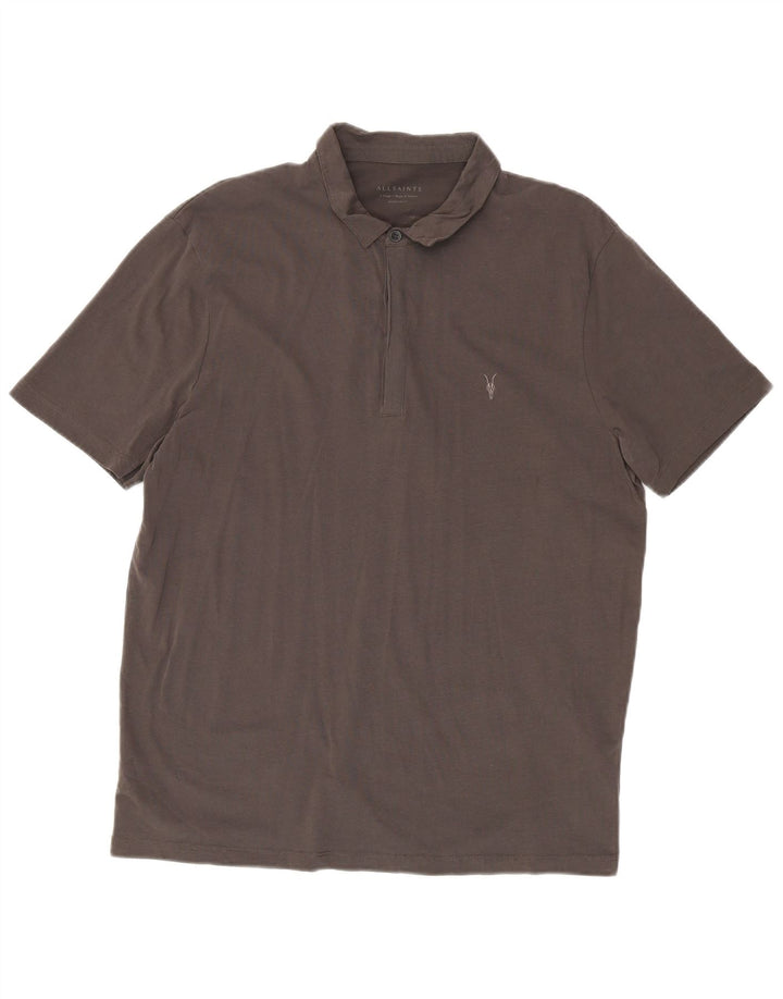 All Saints Herre Regular Fit Polo Shirt XL Grå Bomuld