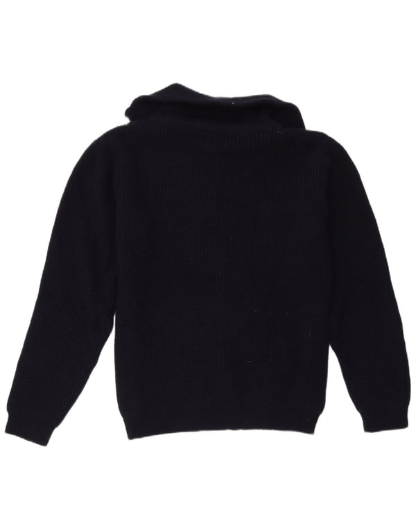 Vintage herre lynlås-hals sweater IT 54 XL marineblå akryl