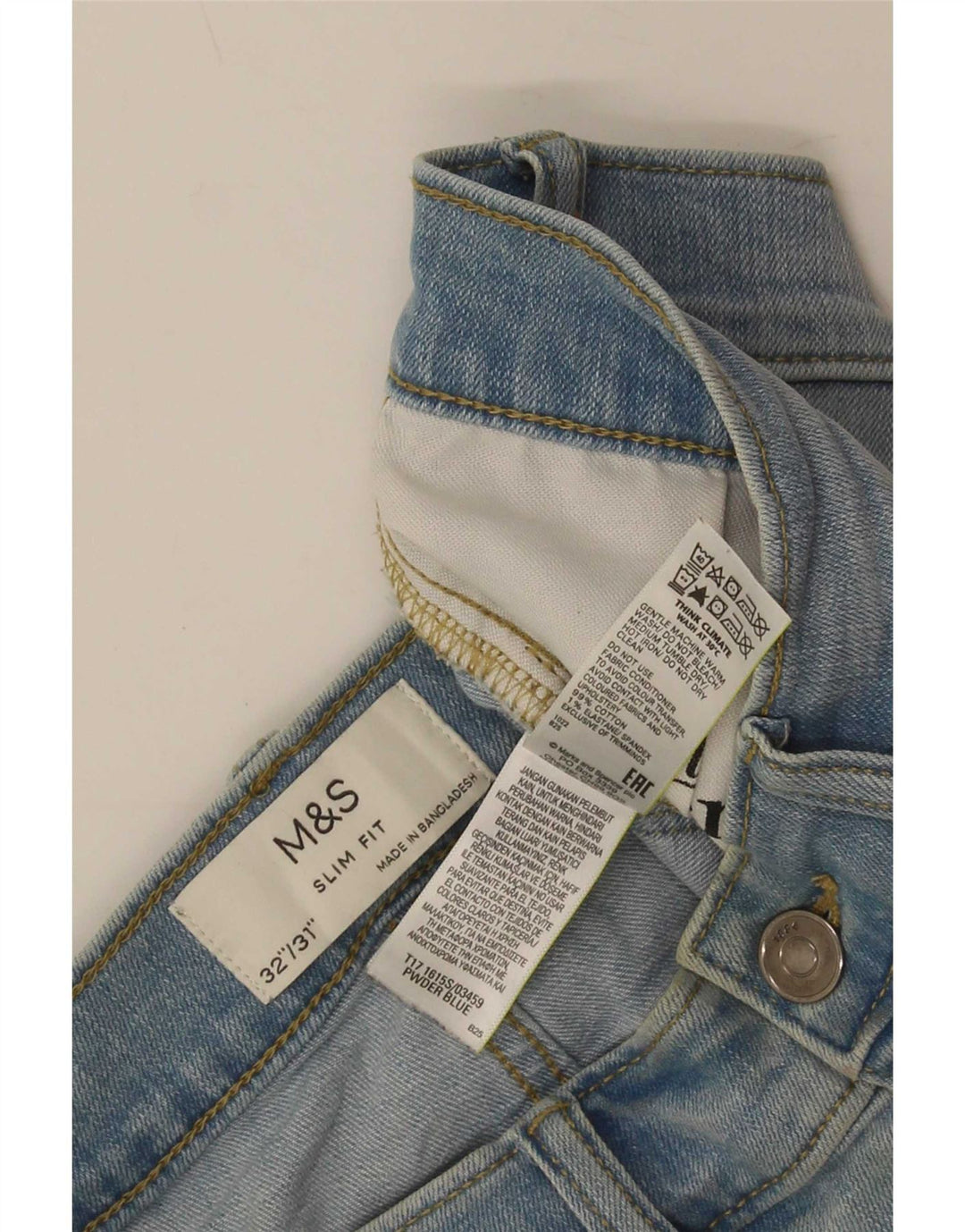 Marks & Spencer Herre Slim Jeans W32 L31 Blå Bomuld