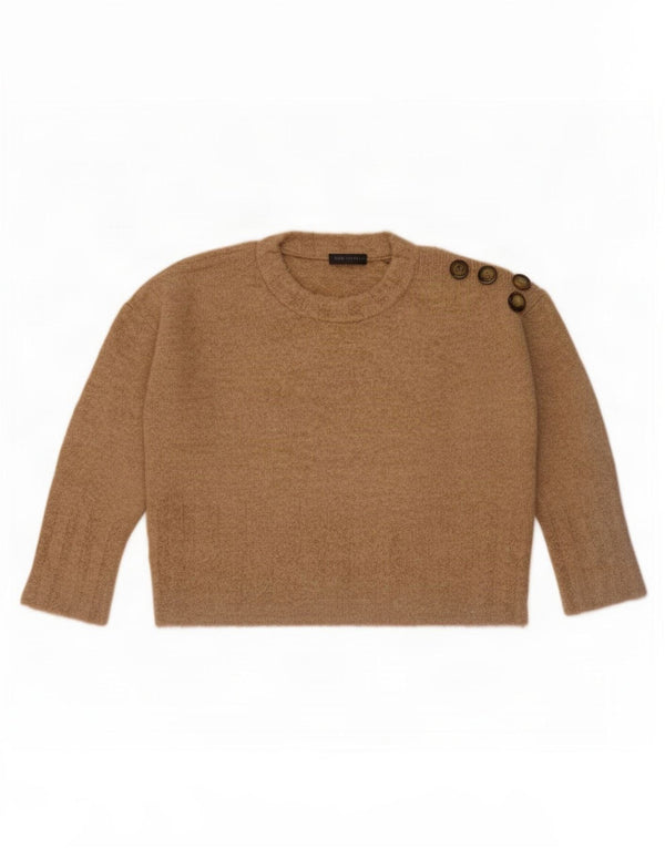 Marks & Spencer Dame Crop Crew Neck Jumper Sweater UK 16 Large Beige