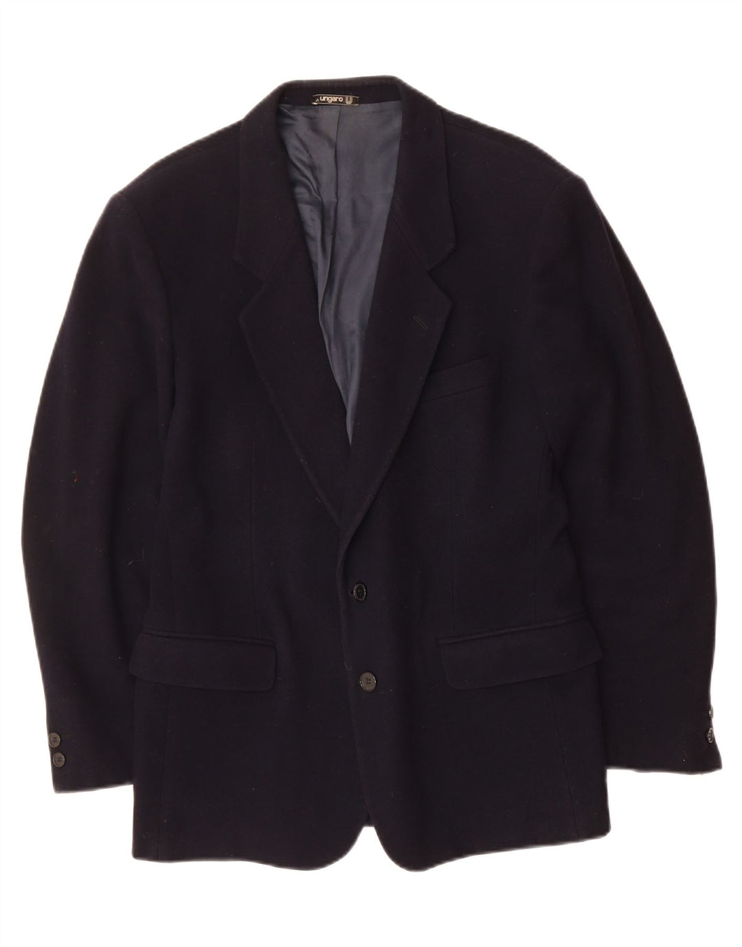 UNGARO Mens 2 Button Blazer Jacket UK 38 Medium Navy Blue Vintage Ungaro and Second-Hand Ungaro from Messina Hembry 