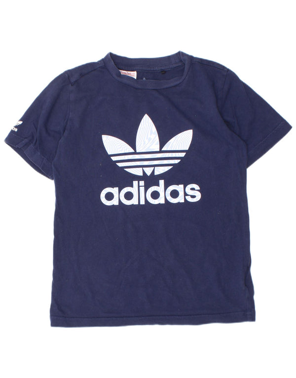 Adidas drenge grafisk t-shirt top 7-8 år marineblå bomuld