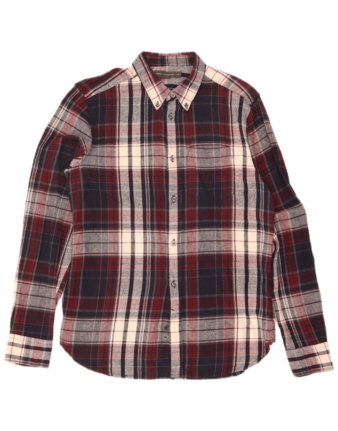 French Connection Herre Flanelskjorte Medium Bourgogne ternet bomuld