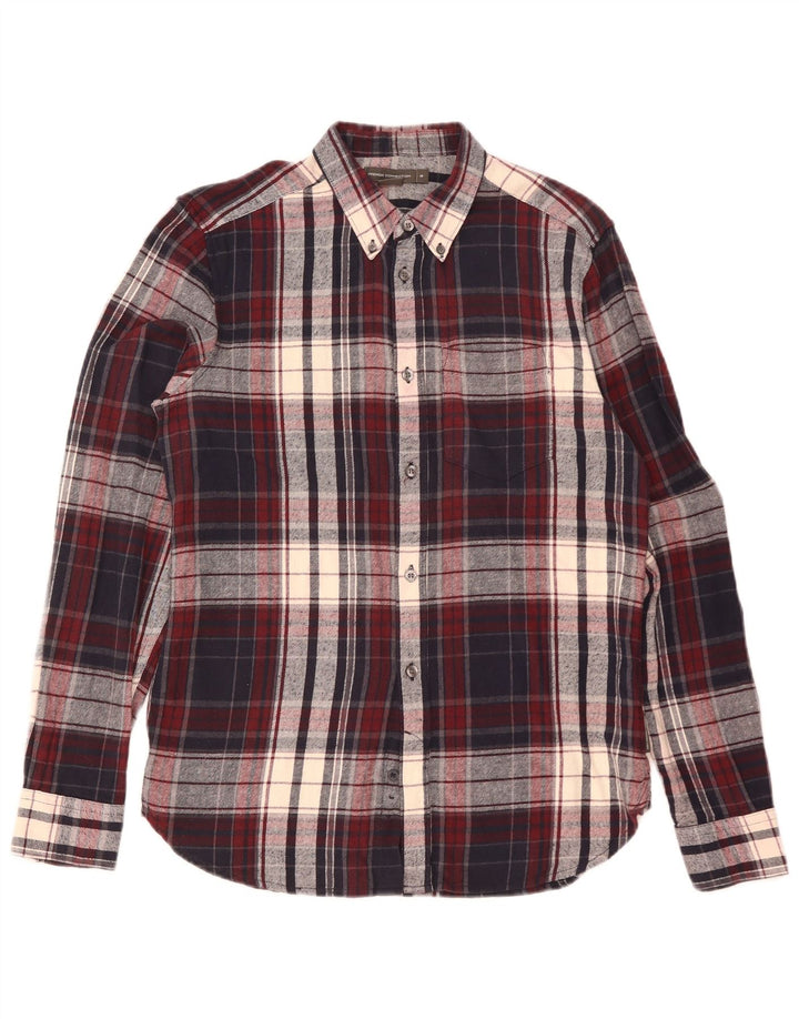 French Connection Herre Flanelskjorte Medium Bourgogne ternet bomuld