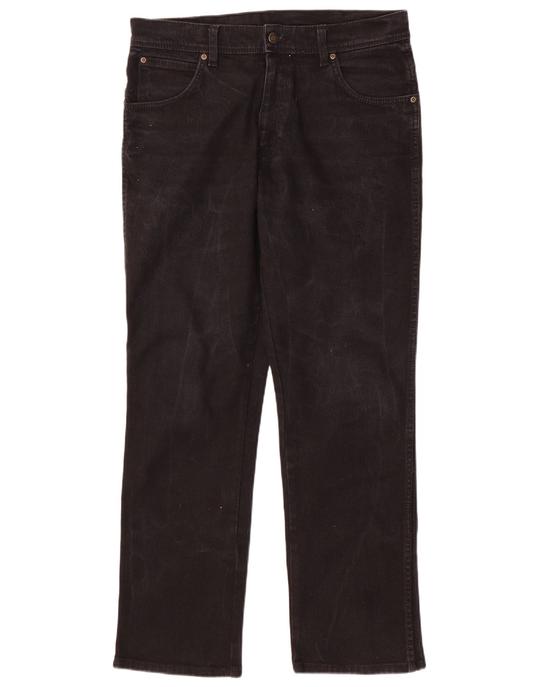 Wrangler Herre Regular Fit Straight Jeans W34 L30 Sort Bomuld
