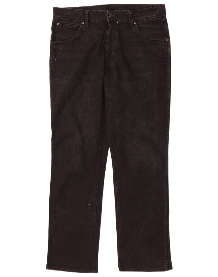 Wrangler Herre Regular Fit Straight Jeans W34 L30 Sort Bomuld