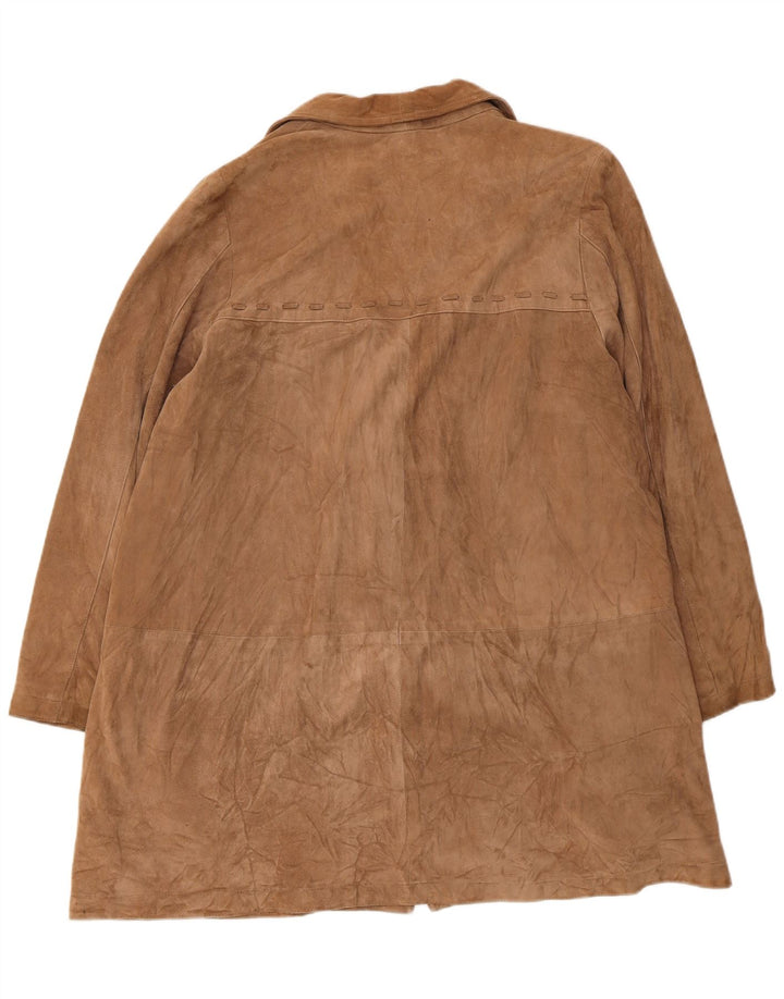 Vintage ruskindsfrakke til kvinder UK 14 Medium Beige Læder