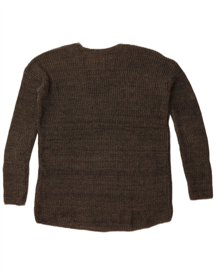 Superdry Dame Oversized V-hals sweater UK 6 XS Khaki Bomuld