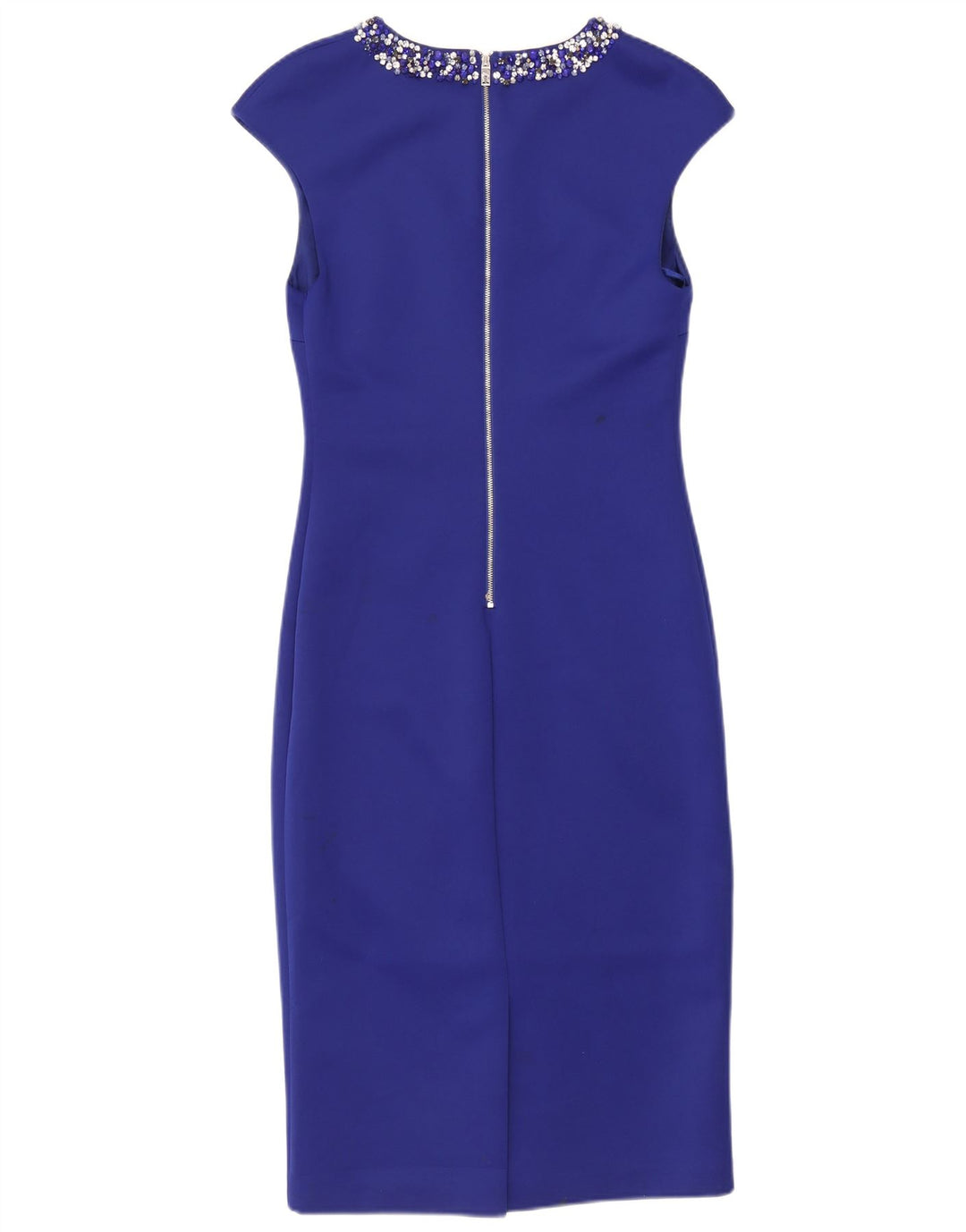 Ted Baker Kvinders Ærmeløs Skede Kjole Størrelse 3 Medium Blå Polyester