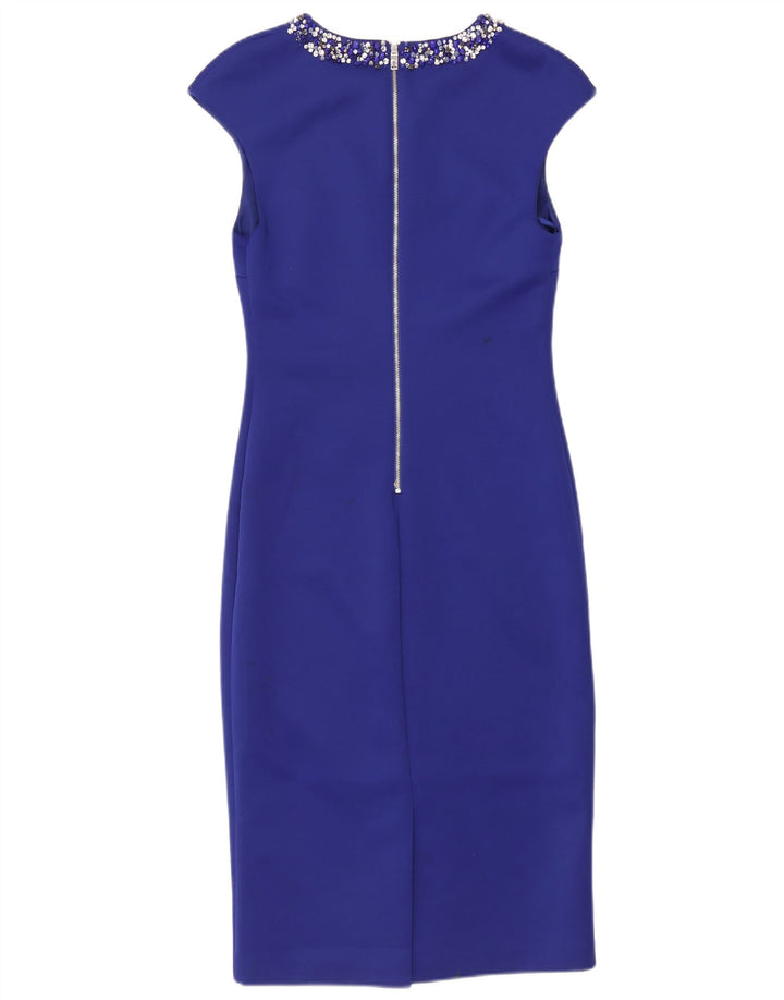Ted Baker Kvinders Ærmeløs Skede Kjole Størrelse 3 Medium Blå Polyester