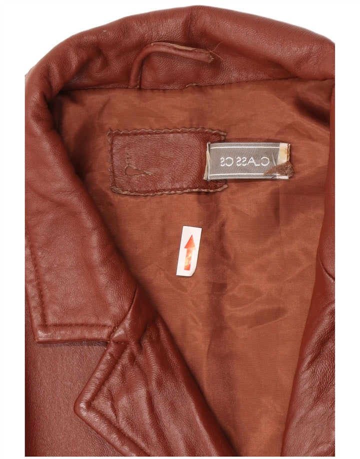 Classics Dame 3-knaps læder blazerjakke UK 26 5XL Brunt læder