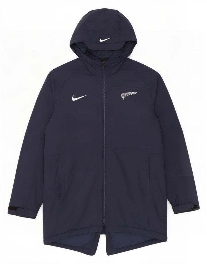 Nike Polstret frakke med hætte til mænd UK 40 Stor marineblå polyester