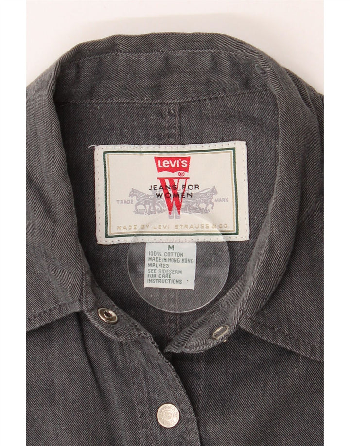 LEVI'S Womens Denim Shirt UK 12 Medium Grey Cotton Vintage Levi's and Second-Hand Levi's from Messina Hembry 