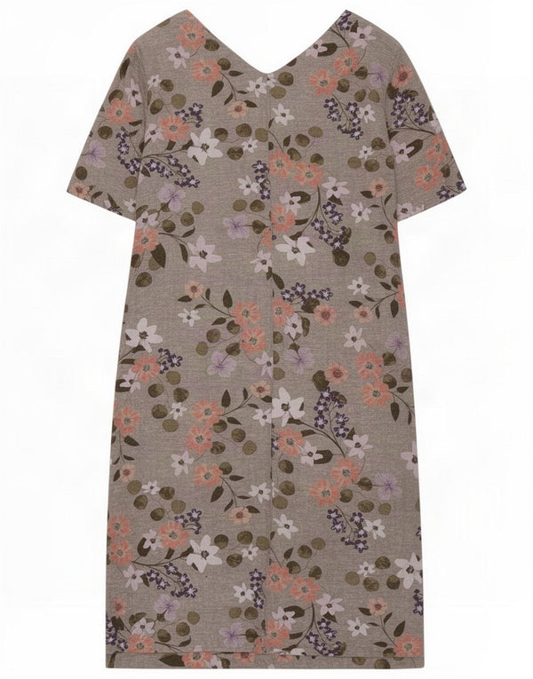 Marks & Spencer Womens Sheath Dress UK 8 Small Grey Floral Linen
