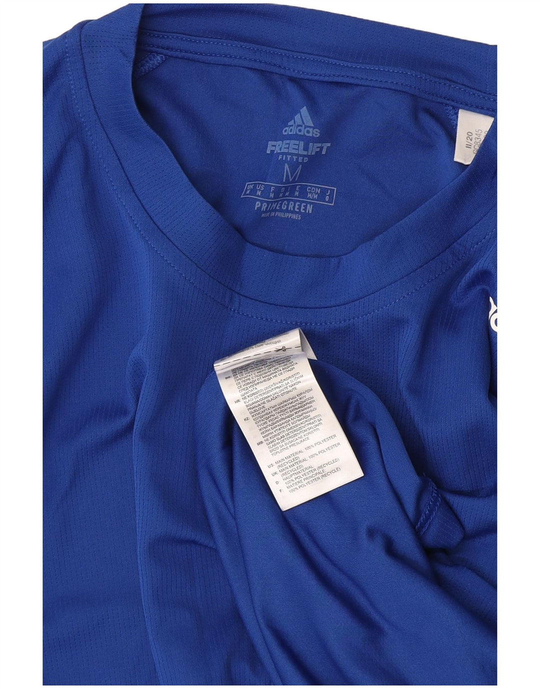 Adidas Herre Primegreen T-Shirt Top Medium Blue Polyester