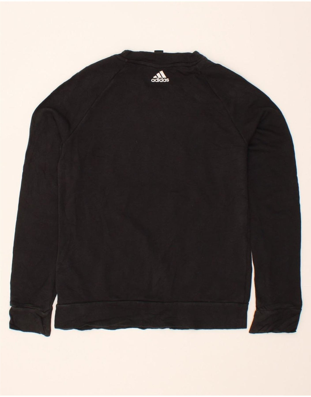 ADIDAS Womens Graphic Sweatshirt Jumper UK 12/14 Medium Black Cotton Vintage Adidas and Second-Hand Adidas from Messina Hembry 