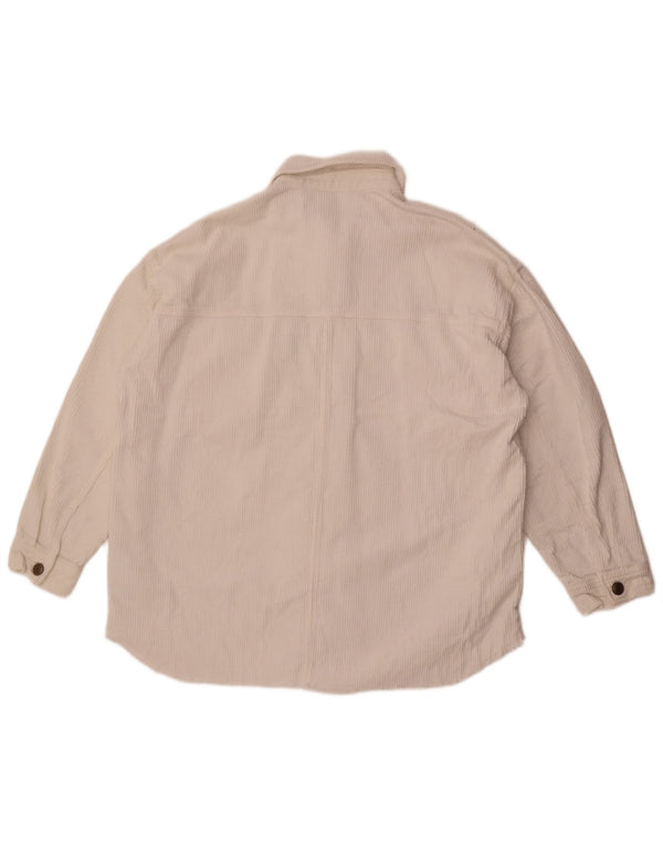 Zara Dame Oversized Corduroy Jacket UK 10 Small White Bomuld